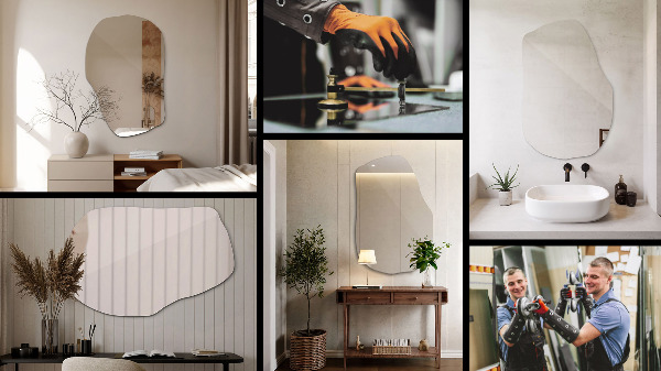 Espelho formato orgânico decorativo 70x46 cm