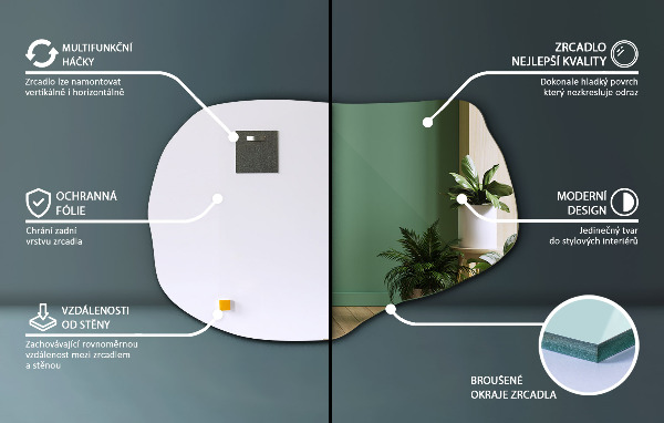 Espelho decorativo orgânico sem moldura 80x52 cm
