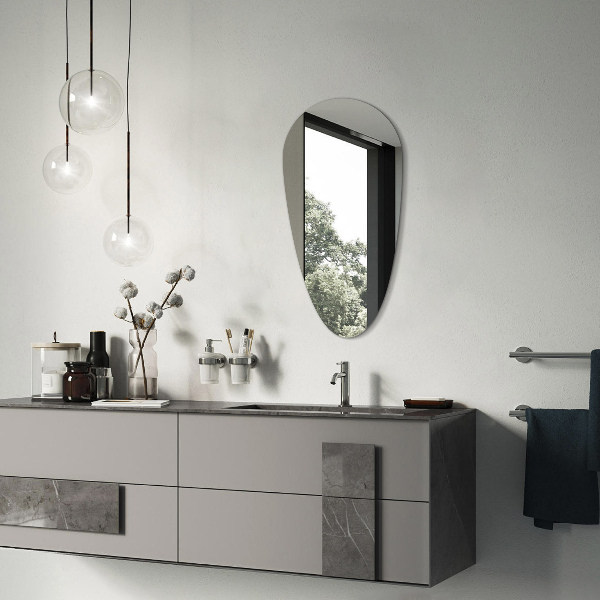 Espelho de suspensão em forma de lágrima assimétrica sem moldura 45x90 cm