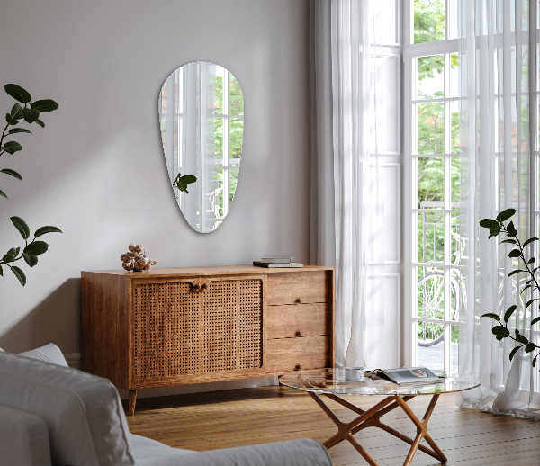 Espelho de suspensão em forma de lágrima assimétrica sem moldura 45x90 cm