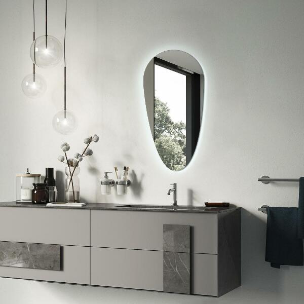 Espelho de gota de água iluminado 40x80 cm