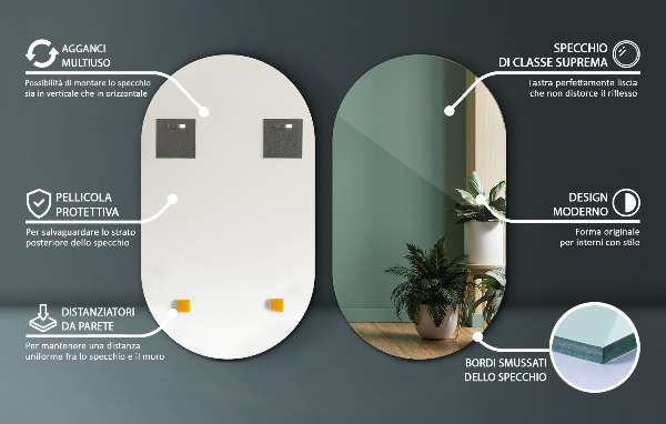 Espelho oval 40x70 cm