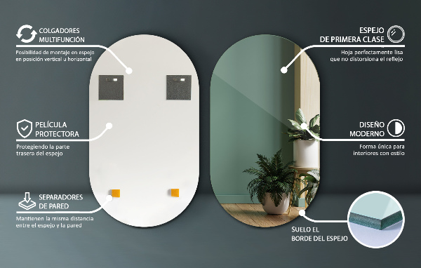 Espelho parede oval 52x90 cm