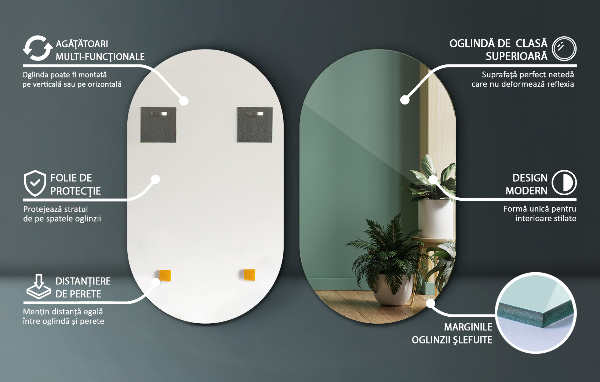 Espelho parede oval 52x90 cm