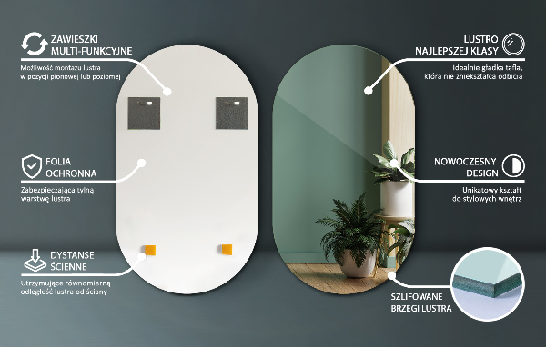 Espelho parede oval 52x90 cm