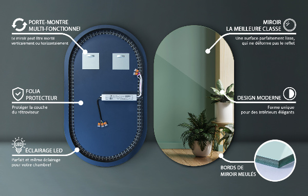 Espelho oval com led 58x100 cm