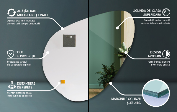 Espelho irregular orgânico sem moldura 48x48 cm