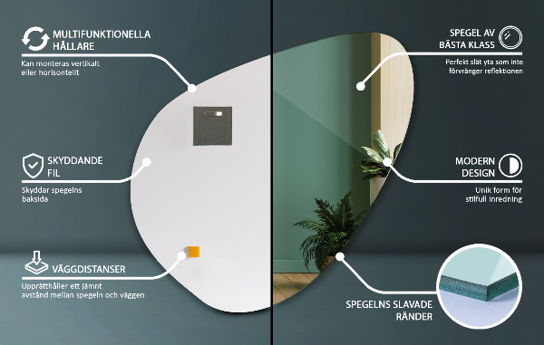 Espelho irregular orgânico sem moldura 48x48 cm