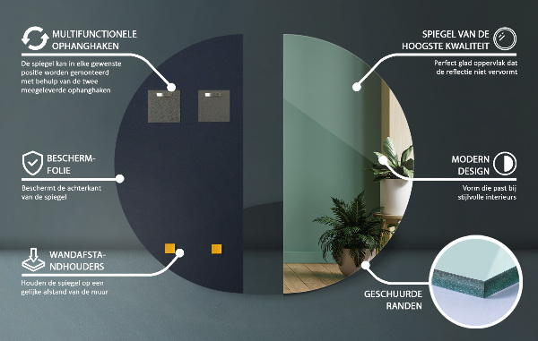 Espelho semicircular sem moldura 30x60 cm