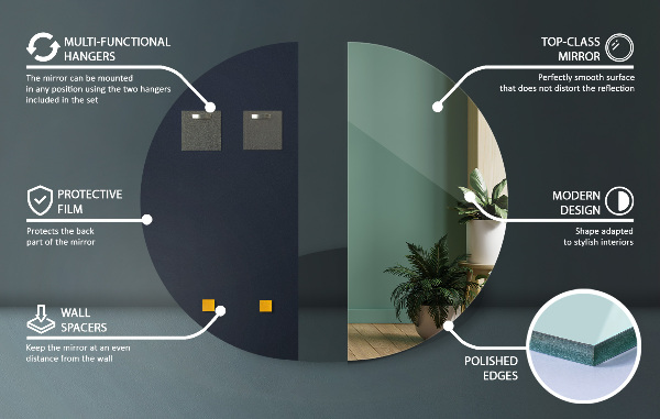 Espelho semicircular sem moldura 30x60 cm