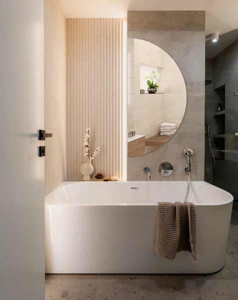 Espelho semicircular moderno sem moldura 45x90 cm