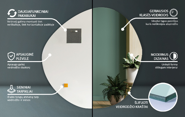 Espelho assimétrico 68x67 cm