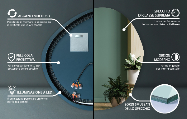 Espelho irregular LED 97x96 cm