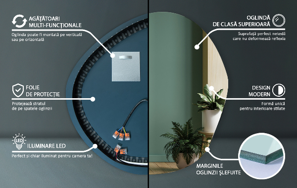 Espelho irregular LED 97x96 cm