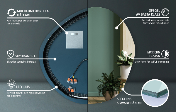 Espelho irregular LED 97x96 cm