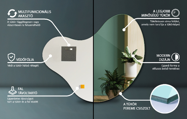 Espelho de forma orgânica sem moldura 58x58 cm