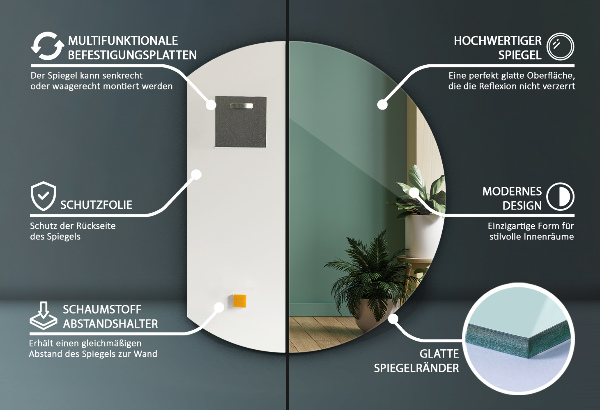 Espelho biselado decorativo 63x70 cm