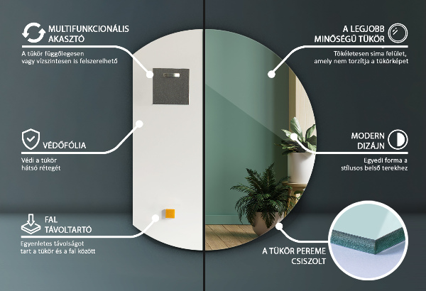 Espelho biselado decorativo 63x70 cm