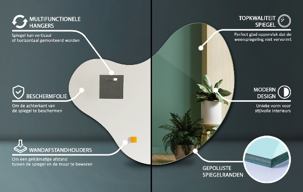 Espelho assimétrico sem moldura 77x77 cm