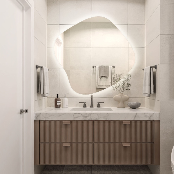 Espelho irregular com led 48x48 cm