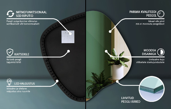 Espelho irregular com led 48x48 cm