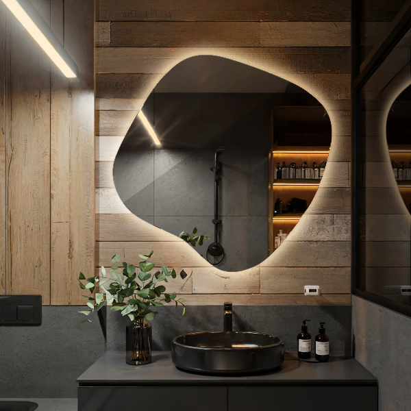 Espelho irregular com led 59x58 cm