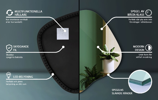 Espelho irregular com led 68x67 cm