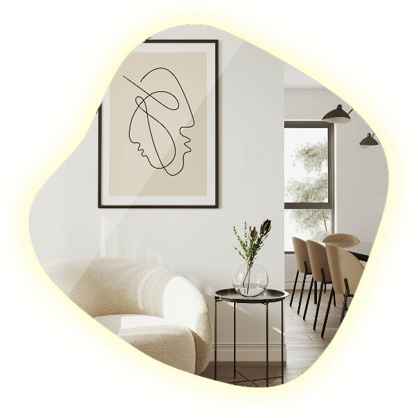 Espelho irregular com led 77x77 cm