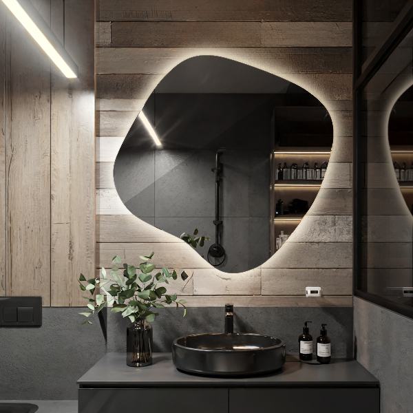 Espelho irregular com led 77x77 cm