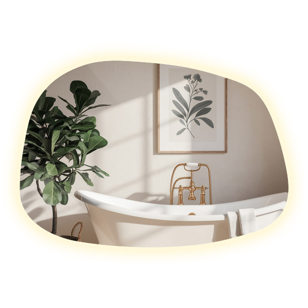 Espelho irregular com LED em forma de mancha 55x38 cm