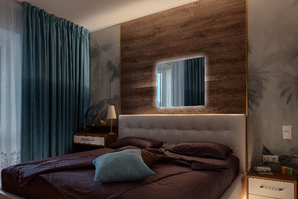 Espelho retangular decorativo com iluminação LED 50x50 cm