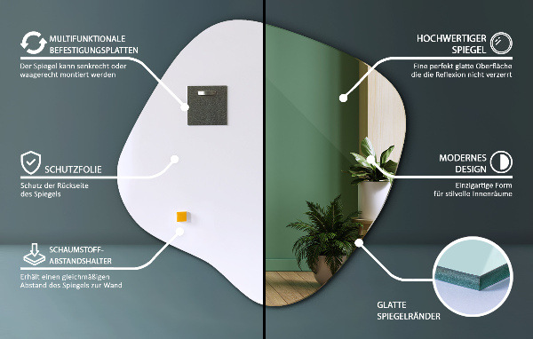 Espelho irregular em forma de mancha 48x48 cm