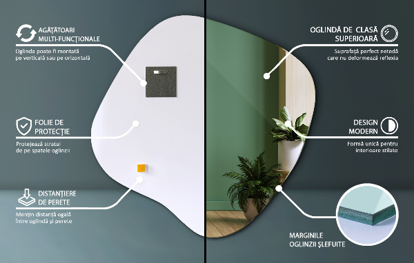 Espelho irregular em forma de mancha 68x67 cm