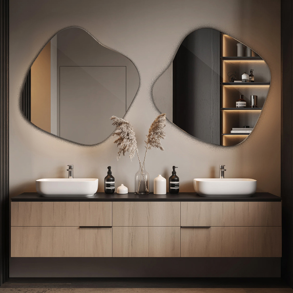 Espelho irregular em forma de mancha 68x67 cm