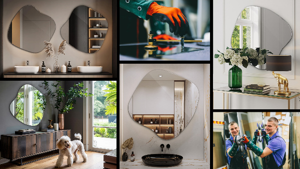 Espelho irregular em forma de mancha 77x77 cm