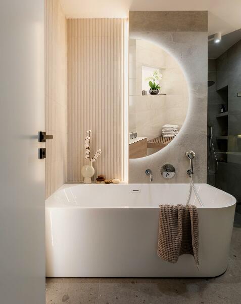 Espelho semicircular led 40x80 cm