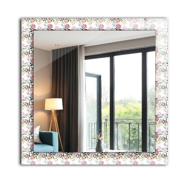 Espelho decorativo com motivos florais