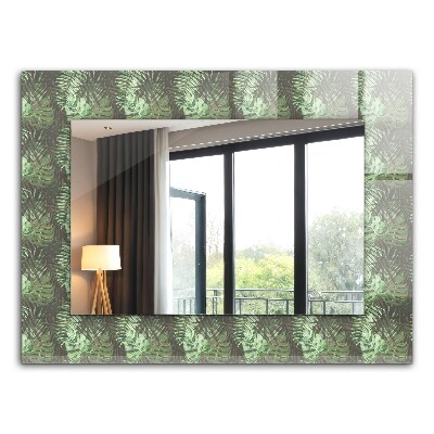 Espelho decorativo com tema de folhas tropicais