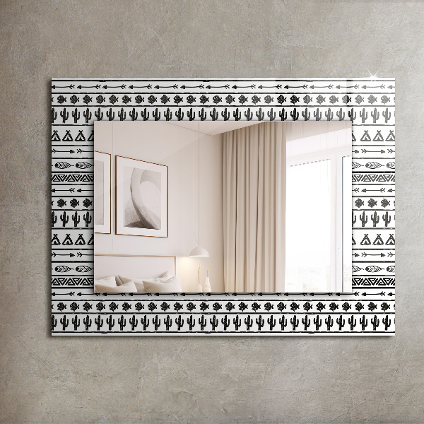 Espelho com moldura decorada com tema de índice de espécies de cactos