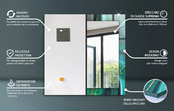 Espelho decorativo com tema de borboletas pretas e brancas