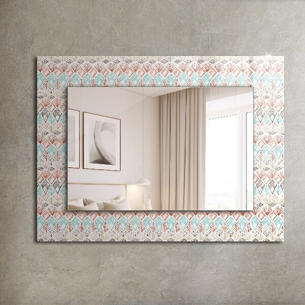Espelho decorativo com desenho geométrico colorido
