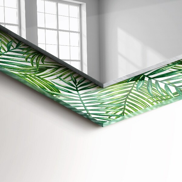 Espelho decorativo com estampa de folhas verdes de palmeira