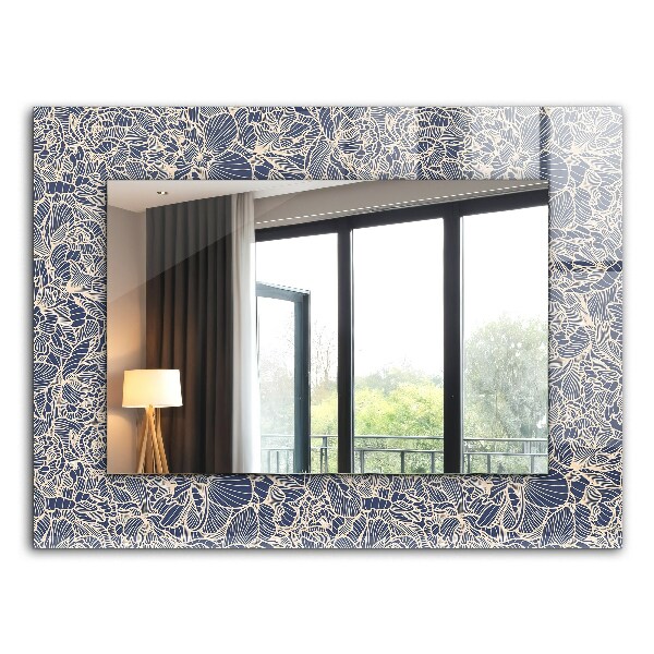 Espelho decorativo com estampa floral em tecido