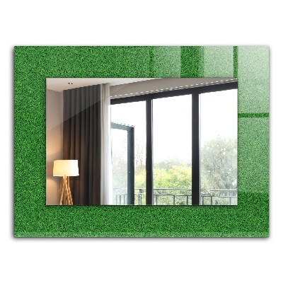 Espelho com moldura decorada na cor grama verde