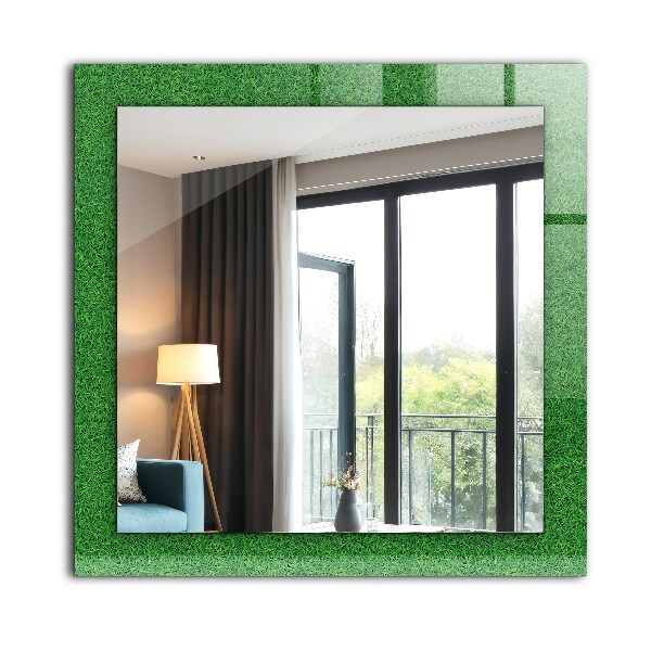 Espelho com moldura decorada na cor grama verde