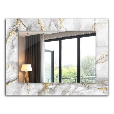 Espelho decorativo com estampa de mármore e veios