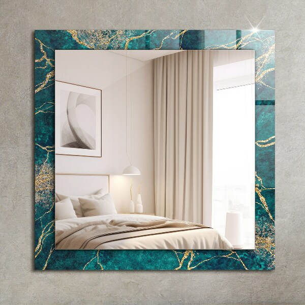 Espelho com moldura decorada em mármore verde