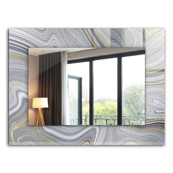 Espelho decorativo com motivos abstratos em mármore