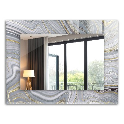 Espelho decorativo com motivos abstratos em mármore
