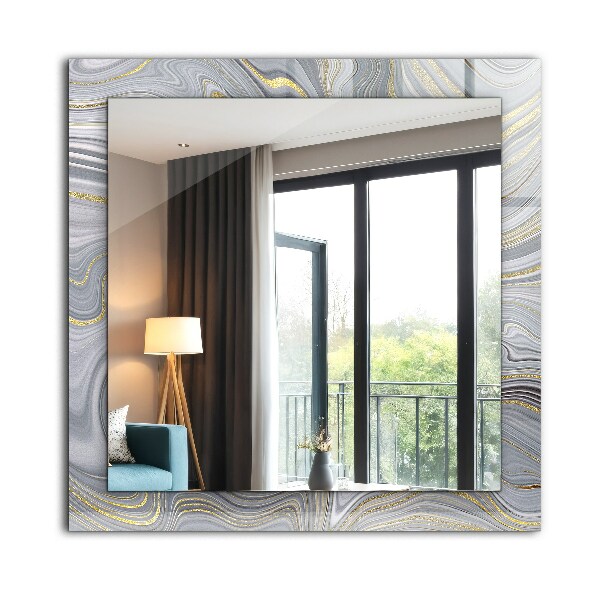 Espelho decorativo com motivos abstratos em mármore
